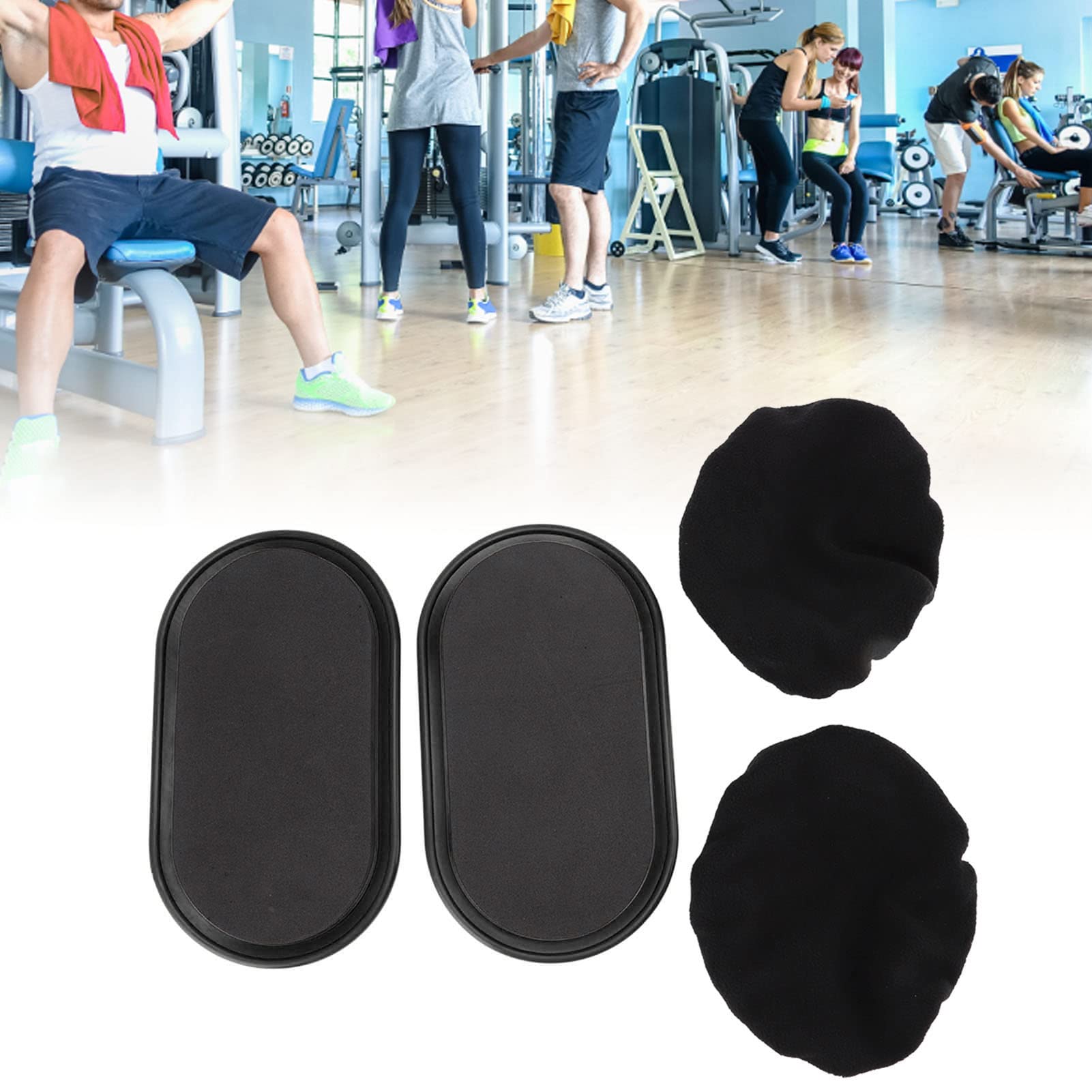 Gliding Disc, Gliding Discs Core Sliders Use for Abdominal Exercise, Strengthen Core, Glutes, Abs, Full Body Coordination Big Contacting Area Gliding Pad (Black)