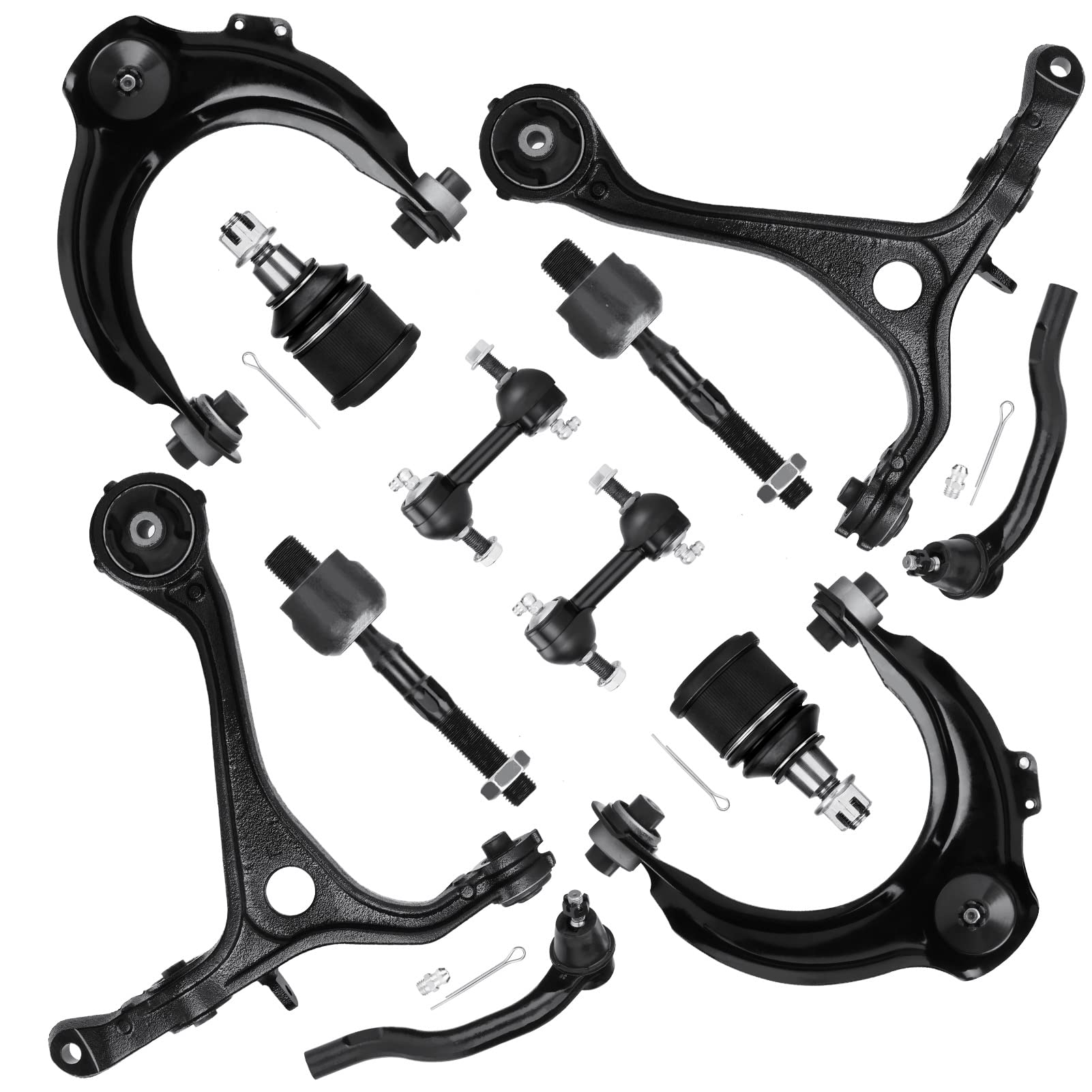 thumbnail image 2 of 12pc Front End Suspension Kit For 2008-2012 Honda Accord – Upper Control Arms, Tie Rods, Ball Joints 2 of 5