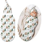 Owl Swaddle Blankets Newborn Receiving Blanket Baby Swaddle Wrap with Hat, Owl Sleeping Clothes for Baby Girls Boys