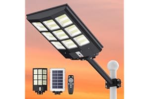 iMaihom 1000W Solar Street Lights Outdoor, 100000LM 9000K LED Street Light, IP66 Solar Power Light with Remote Control, Dusk to Dawn Security Light with Motion Sensor for Garden,Yard,Road,Parking Lot