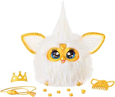 Furby Gold Glam Interactive Plush Toy with Crown Beads Comb 600+ Responses