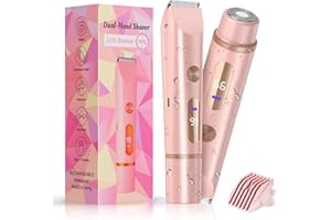 BEIDUONA Bikini Trimmer for Women Electric Razors for Women Women'S Electric Razor 2 in 1 Shaver Pubic Hair Trimmer Ipx7 Waterproof Wet Dry Use Bikini Shaver for Ladies Pubic, Legs, Face, Underarms (Pink)