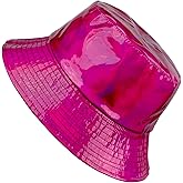JAZTAKU Unisex Black Bucket Hat Waterproof Rain Hat Reversible Shiny Rave Bucket Hat for Concert Festival