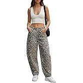 Justalwart Women's Low Rise Wide Leg Pants Baggy Jeans