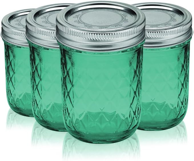 Ball Jar Crystal Jelly Jars with Lids and Bands 8Oz Full