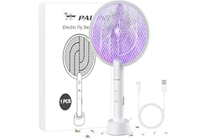 PALONE Bug Zapper Racket, 2 in 1 Electric Bug Zapper, 4000V Electric Swatter 3 Layers Lamp, Indoor Zapper Without Waving Hand