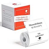 Phomemo Thermal Labels, Address Barcode Thermal Stickers for M220/M221/M200/M250 Label Printer Machine, 2.75"x1.57"(70x40mm),100 Labels/Roll, for Barcode/Address/Mailing/Logo,Black on White
