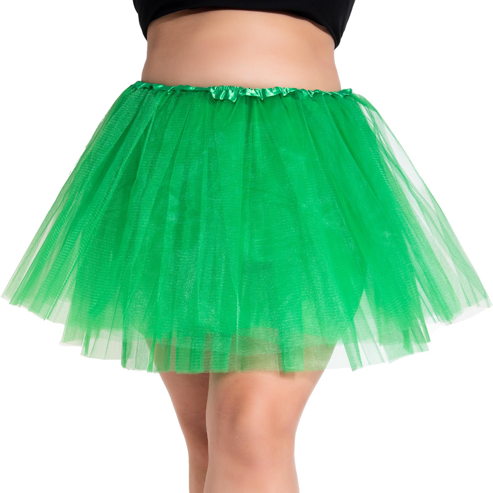 PLIKSUVER Women's Tutu Skirts 4 Layered Tulle Tutu Skirt for Adult Teen Ballet Dance Parties Fancy Dress Halloween Costume (Green)