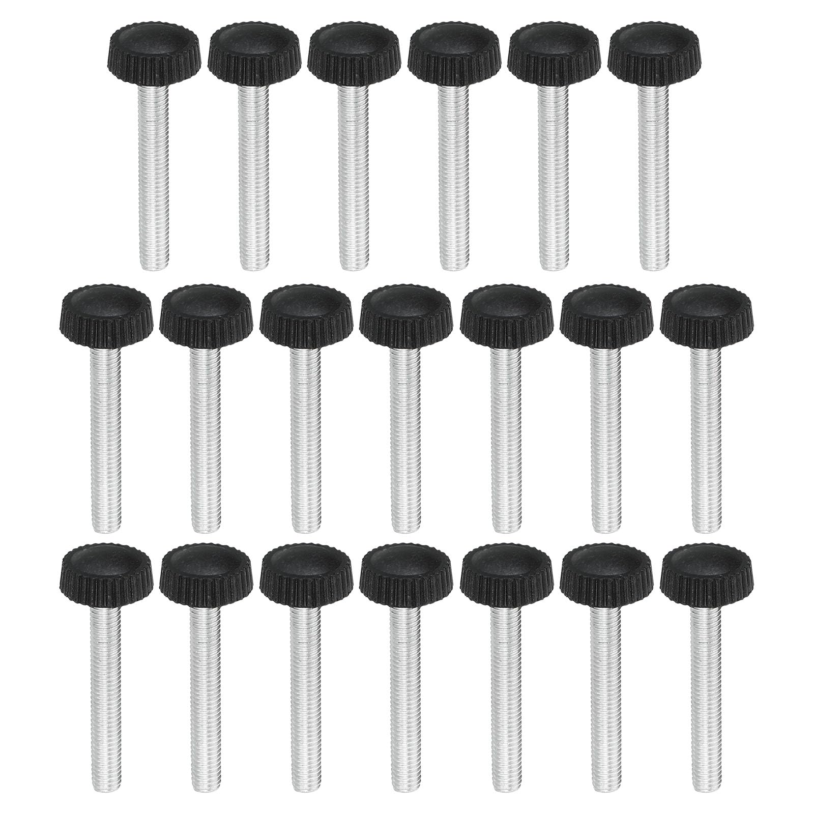 PATIKIL M5x35mm Knurled Thumb Screws, 20 Pack Male Thread Round Clamping Screws Knobs Hand Grip Bolts Mounting Fasteners for Lighting Furniture Hardware Black