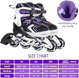 Nattork Adjustable Inline Skates for Girls Purple Size 1-8 Light Up 8 Wheels view 5