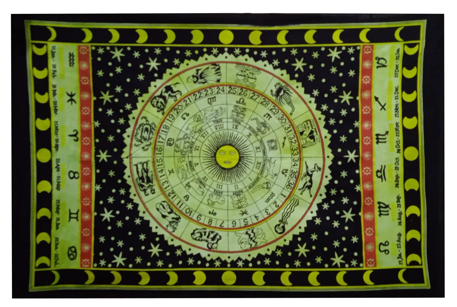 Purpledip Cotton Wall Poster Zodiac SIgns: Bohemian Wall Hanging Tapestry (20070)