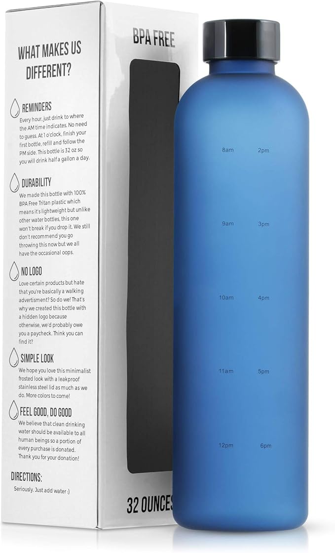 Motivational Water Bottle with Time Marker Reminder, BPA