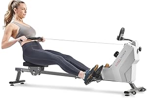 Sunny Health & Fitness Magnetic Rowing Machine for Home Exercise, Quiet & Smooth Rower with Compact Storage and Optional Free SunnyFit App Connectivity