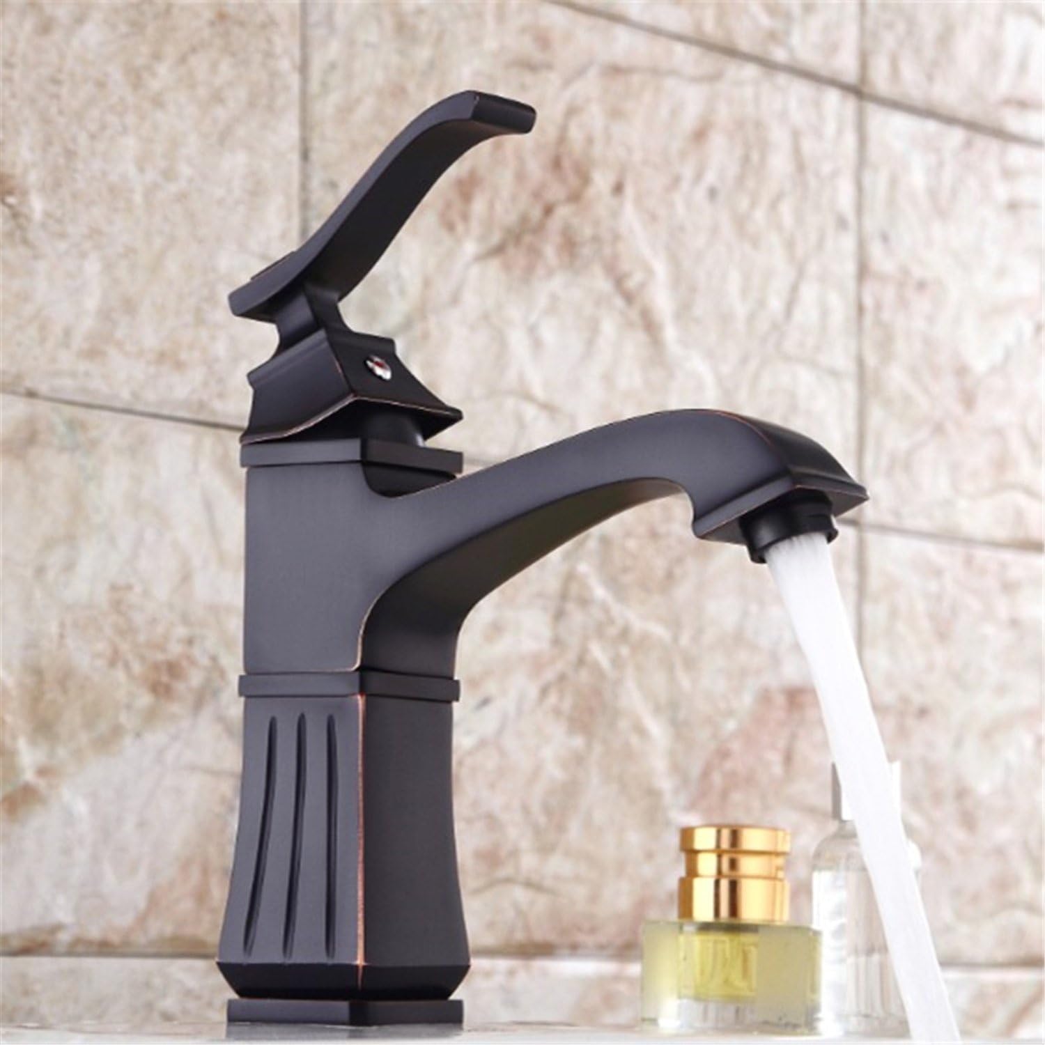 SOQO Oil Rubbed Bronze Single Handle Bathroom Sink Faucet Basin Mixer Tap Widespread Bathroom Faucet, ORB Lavatory Faucets