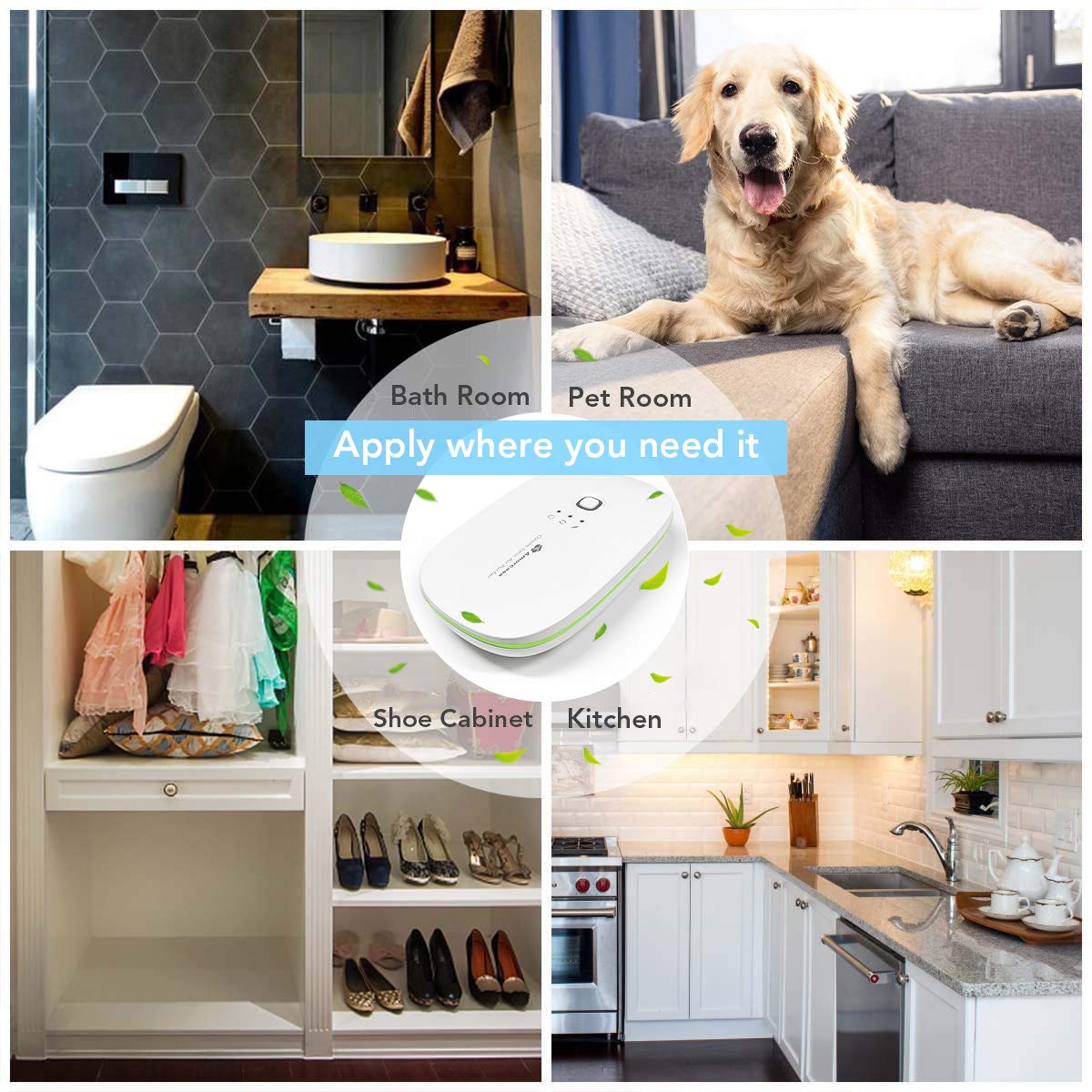AMORCASA Ozone & Anion Air Purifier 2 in 1 Plug in, Compact Size, Purifying Air Eliminate Odor