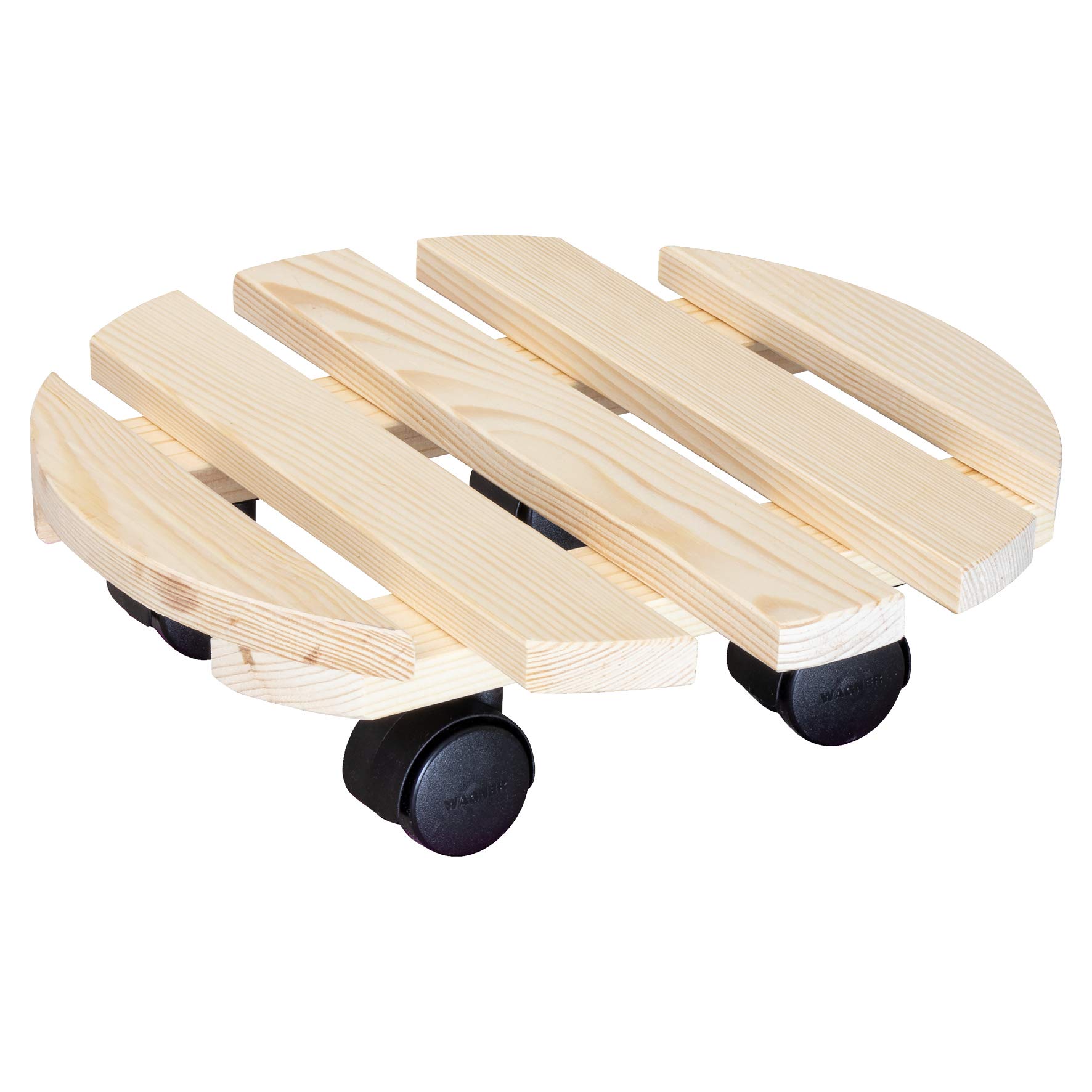 WAGNER Plant trolley PALETTI Ø 30 x 8 cm I Flower trolley for indoor use I Container trolley made of FSC®-certificated solid wood, nature I Wooden trolley I Load capacity 100 kg - 20001801