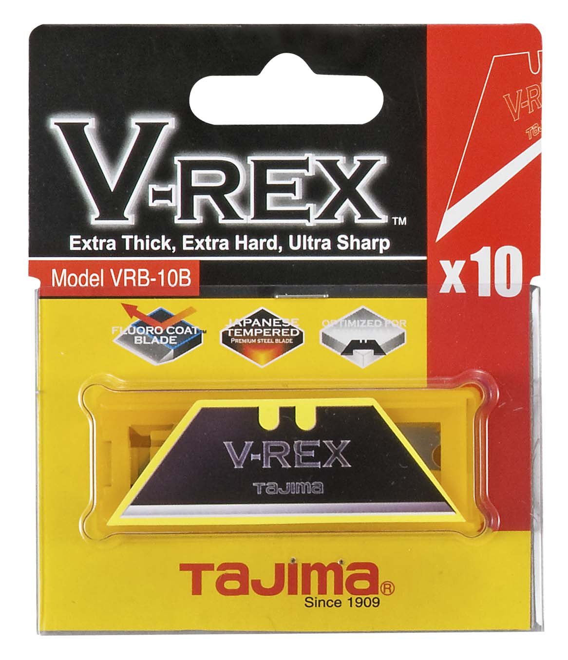 Tajima VRB-10B 10-Piece "V-Rex" Trapezoidal Spare Blades, Black, Set of 10 Piece