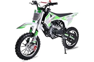 SYING 58CC 4-Stroke Kids Dirt Bike, Pro Engine Gas Dirt Bikes for Kids 8-14, Pull Start Motorbike, 10" Wheels Up to 21.75 Mph Mini Moto Gift for Child Teens, W/EPA Approved - Green