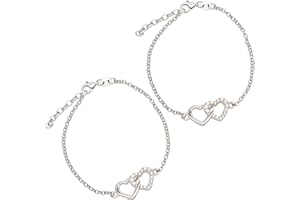 Cherished Moments 925 Sterling Silver Mom and Me Double Heart Bracelet Sold as a Set or individually