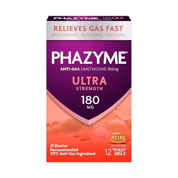 PHAZYME ULTRA STRENGTH ANTI-GAS 180MG SIMETHICONE GAS RELIEF...