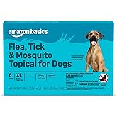Amazon Basics Preventative Flea, Tick &amp; Mosquito Topical Treatment for X-Large Dogs (Over 55 Pounds), Kills Fleas, Long-Lasting, 6 Count, Packaging May Vary