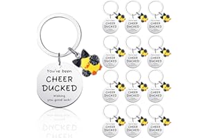 Nosiny 20 Pcs Christmas Gifts for Cheer Team Duck Cheer Christmas Keychain Bulk You've Been Cheerleader Duck Xmas Team Gift