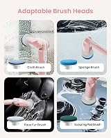 Leebein Electric Spin Scrubber 8 Brush Heads Long Handle Remote 350/450RPM view 6