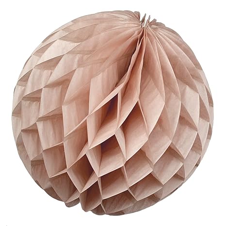 Simplydeko Wabenball Puder - Honeycomb Lampion für Party und Hochzeit - Handgefertigte Papierkugel (Puder Natur, 20 cm)