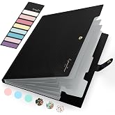 Sooez Accordion File Organizer, Expanding File Folder with Label, 5 Pocket | Folders for Document, Portable Paper Bill Receip