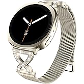 HAYONLIY Metal Magnetic Band Compatible with Samsung Galaxy Watch 8 40mm 44mm/Galaxy Watch 8 Classic 46mm,Stainless Steel Dressy Mesh Loop with X-Shape Diamond Women Men