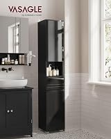 VASAGLE Tall Bathroom Cabinet Slim Storage Narrow Cupboard Ink Black BBC560B01 view 2