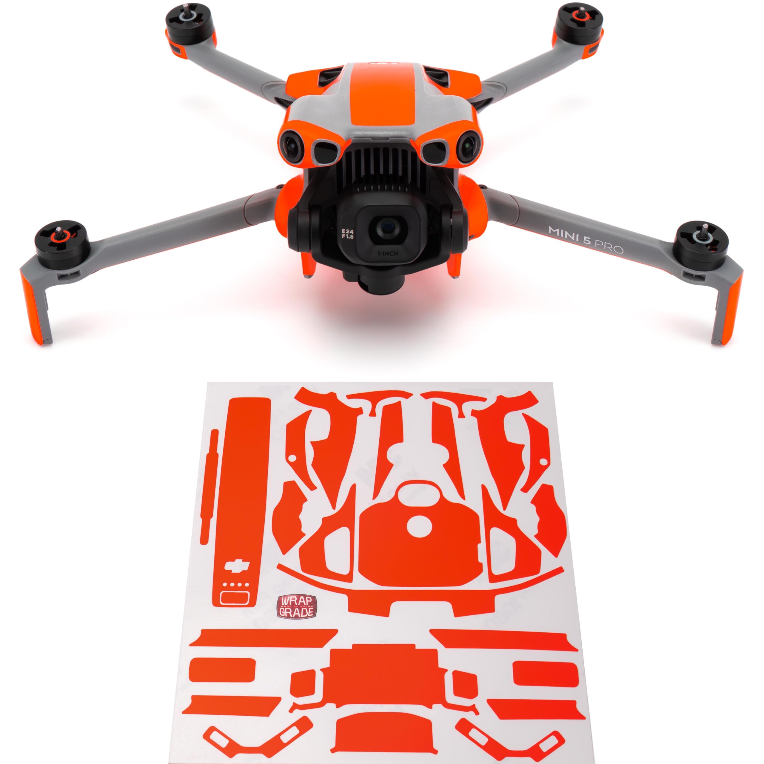 WRAPGRADE Skin Stickers Compatible with DJI Mini 5 Pro Accent Colour (NEON ORANGE)