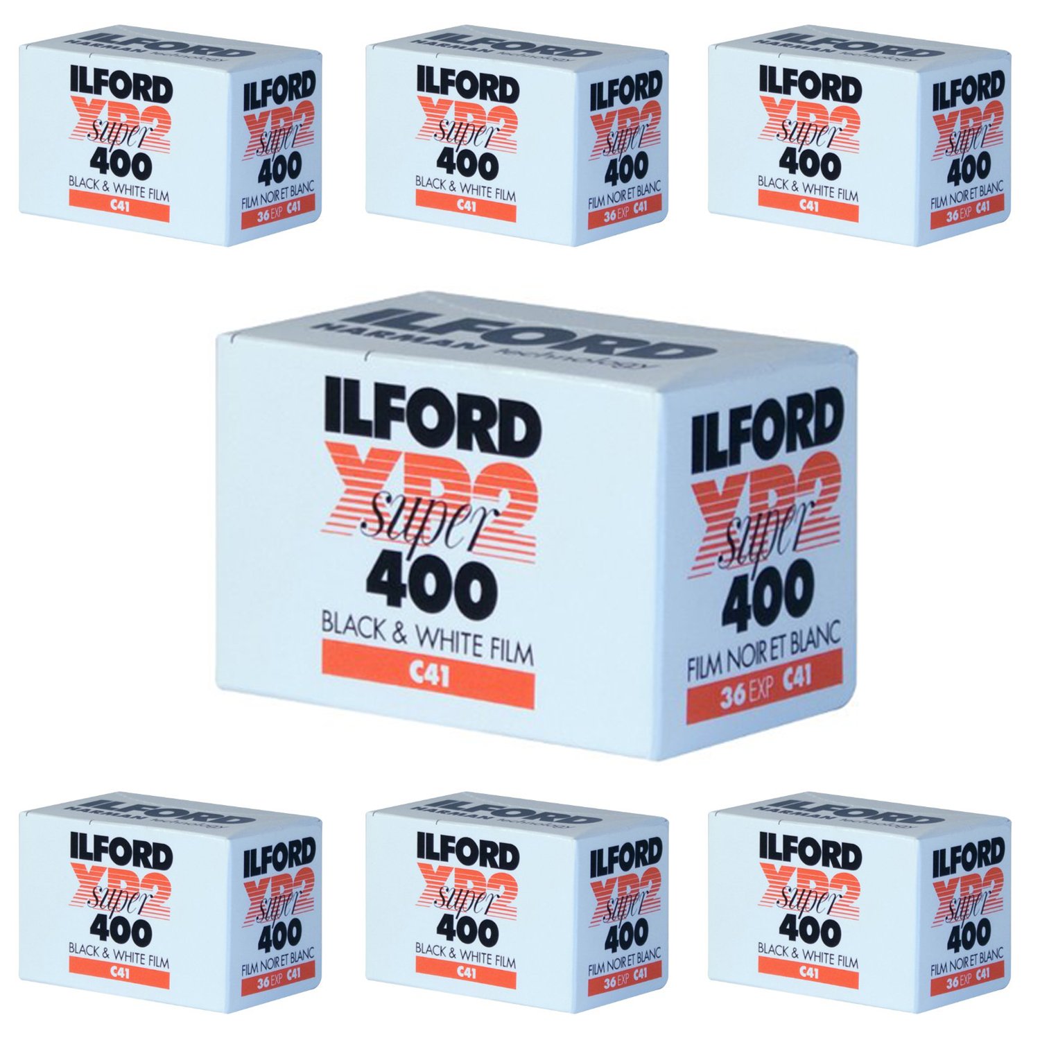 7 X Ilford XP-2 Super 400 135-36 Black & White Film