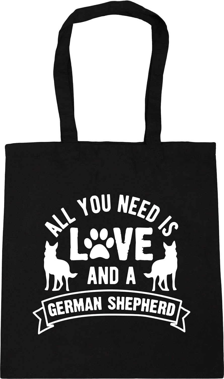 Hippowarehouse All you need is love and a German Shepherd Tote Shopping Gym Beach Bag 42cm x38cm, 10 litres