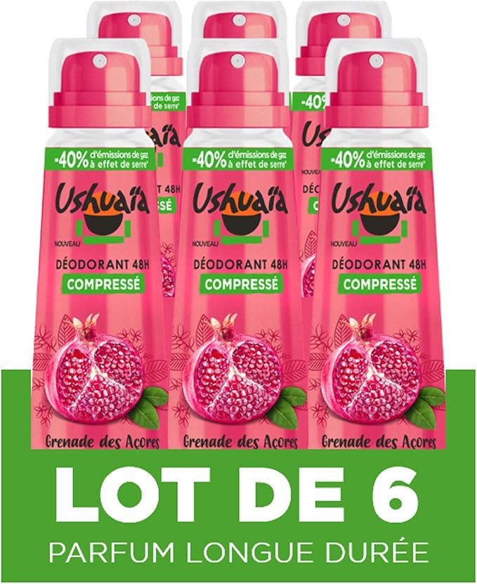 Ushuaïa, Déodorant Compressé 48h Grenade, Pack de 6 Amazon.fr Beauté