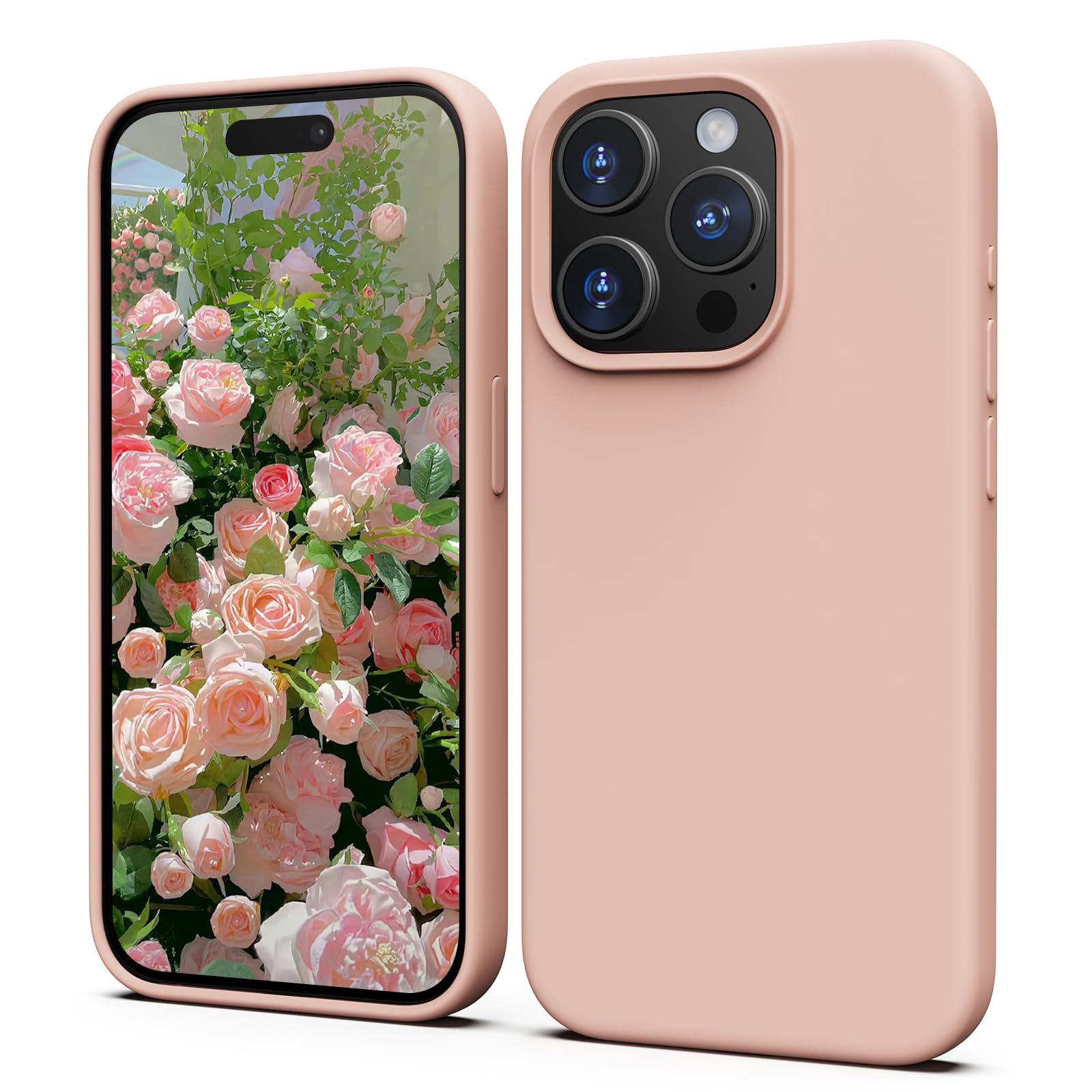 TIIXXA Silicone Case for iPhone 15 Pro Case, Soft Ultra Slim Protective Shockproof Liquid Silicone Phone Case, Anti-Scratch Microfiber Lining, 6.1" Pink — image 1