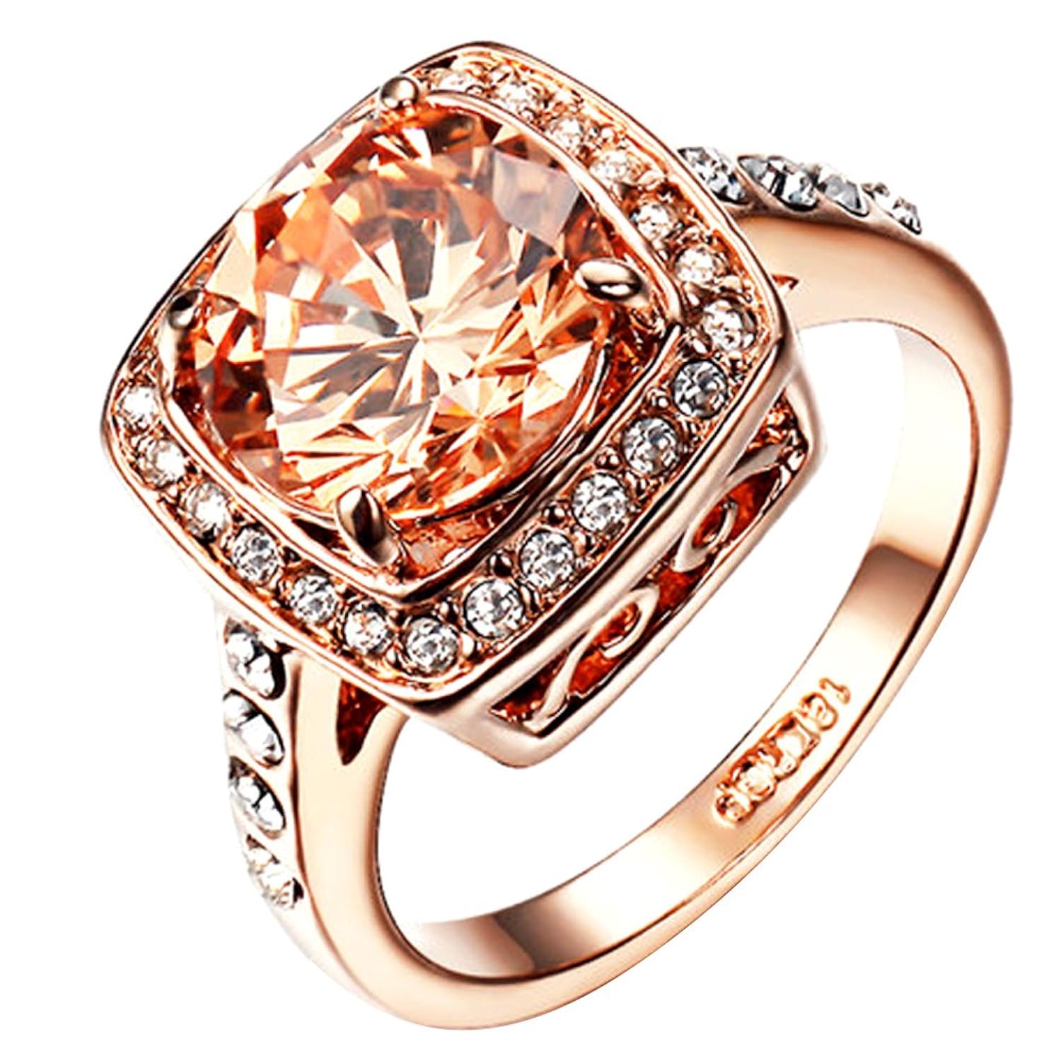Yoursfs Anillos mujer chapado oro rosa con Circón Cúbico amarillo anillos de