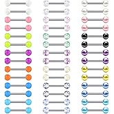 VCMART 12mm-18mm 14G Tongue Rings Nipple Straight Barbells Surgical Steel Body Piercing Jewelry