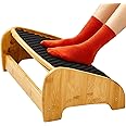 HUANUO Bamboo Foot Rest for Under Desk at Work, Ergonomic Foot Rest with 4 Height Settings, Pebble Massage Surface, Non-Slip Under Desk Footrest for Better Posture, Foot Rest for Home & Office, HNFR11