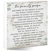 The Serenity Prayer Inspirational Jesus Christian Home Decor Religious Bible Verse Wooden Blessed Sign for Shelf Bedroom Kitchen Church Motivational Gifts For Christians Women Men Pastor