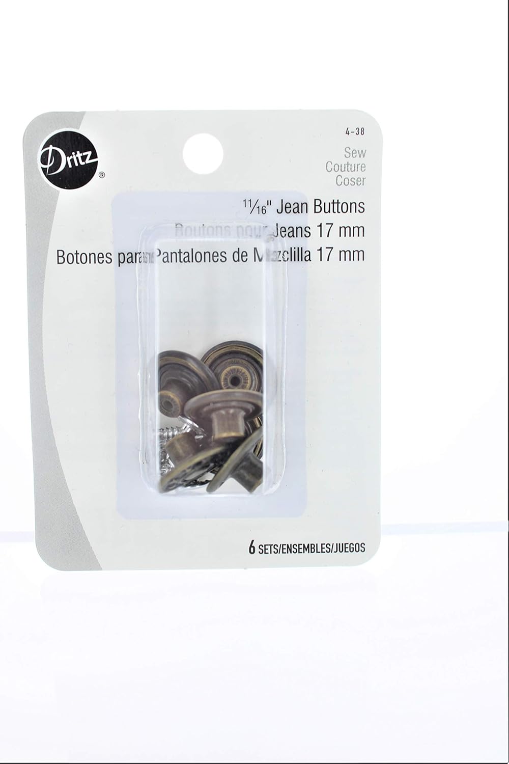 Amazon Com Dritz 4 38 No Sew Jean Buttons Antique 11 16 Inch 6 Count