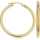 KoolJewelry 10k Yellow Gold Hoop Earrings (20 mm, 25mm, 30 mm, 35 mm, 45 mm, 70 mm or 90 mm)