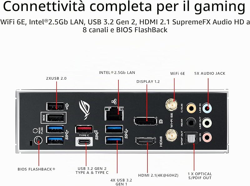 ROG STRIX B550-F GAMING WIFI II, Scheda Madre AMD ATX, Slot DDR4, Nera