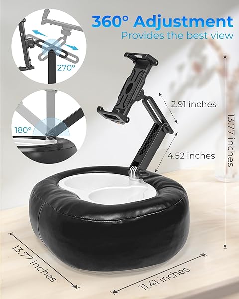 INSSKY TABLET PILLOW STAND WITH STORAGE LINER – LEATHERETTE, STABLE SUPPORT FOR 6.1-15.6 INCH DEVICES, WATERPROOF & FOLDABLE FOR SOFA/BED/FLOOR, FIT THICKNESS CASE FOR IPAD PRO/AIR/MINI, GALAXY TAB