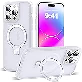 SKYLMW Compatible with iPhone 14 Pro Max Case with Invisible Magnetic O-Ring Stand Military-Grade Phone Case for iPhone 14 ProMax 6.7" [Compatible with Mag-Safe][Great Grip Feeling],Translucent