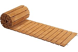 Spurgehom 12FT Wooden Garden Pathway Straight Outdoor Walkway Roll Out Cedar Wood Patio Flooring Path Decorative Lawn Patio Pavers Boardwalk Beach Wedding Party (Natural)