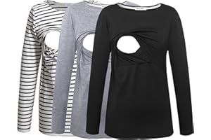 Smallshow Women's Maternity Nursing Tops Comfy Long Sleeve Breastfeeding T-Shirt