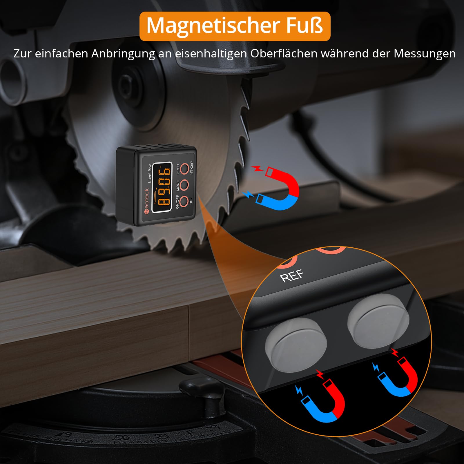 Neoteck Digitaler LCD Winkelmesser Neigungsmesser Wasserdicht Inklinometer Bevel Box Winkelmessgerät Wasserwaage - Schwarz 2
