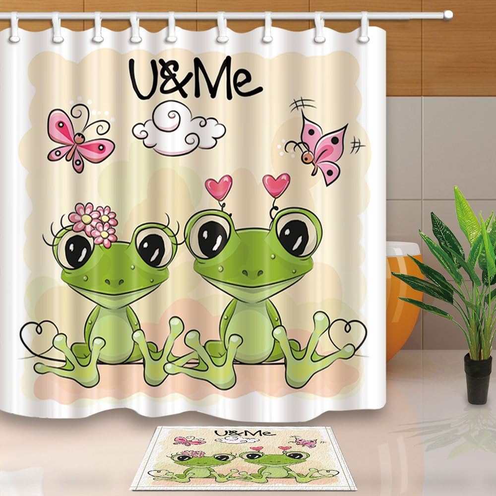 Amazon Com Nymb Cartoon Frogs Shower Curtain Bathroom