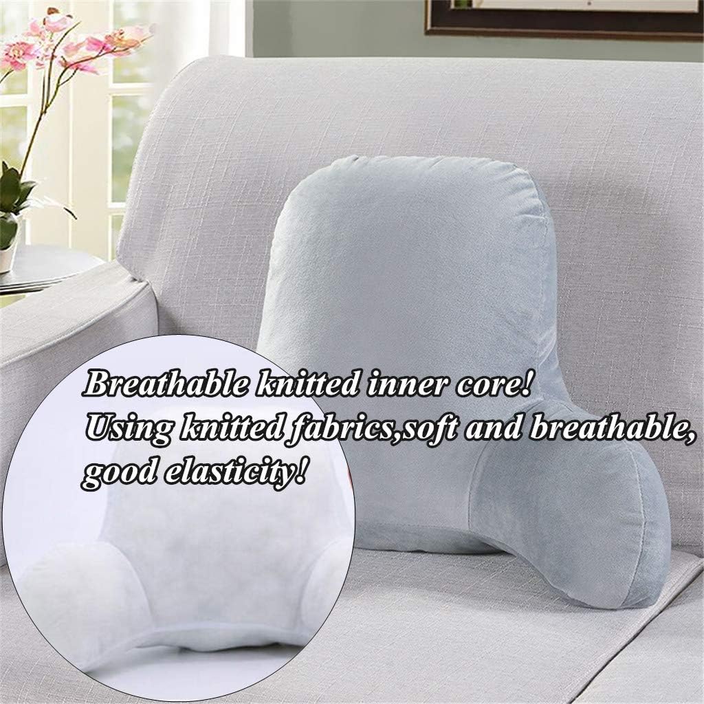 Finebaby Backrest Pillows for Bed with Arms,Plush Big Backrest Reading Rest Pillow Bed Adult Backrest Lounge Cushion Back Support,T-Shape Reading Lumbar Cushion Pillows (S:20.47x14.96x7.87, Grey): Home & Kitchen
